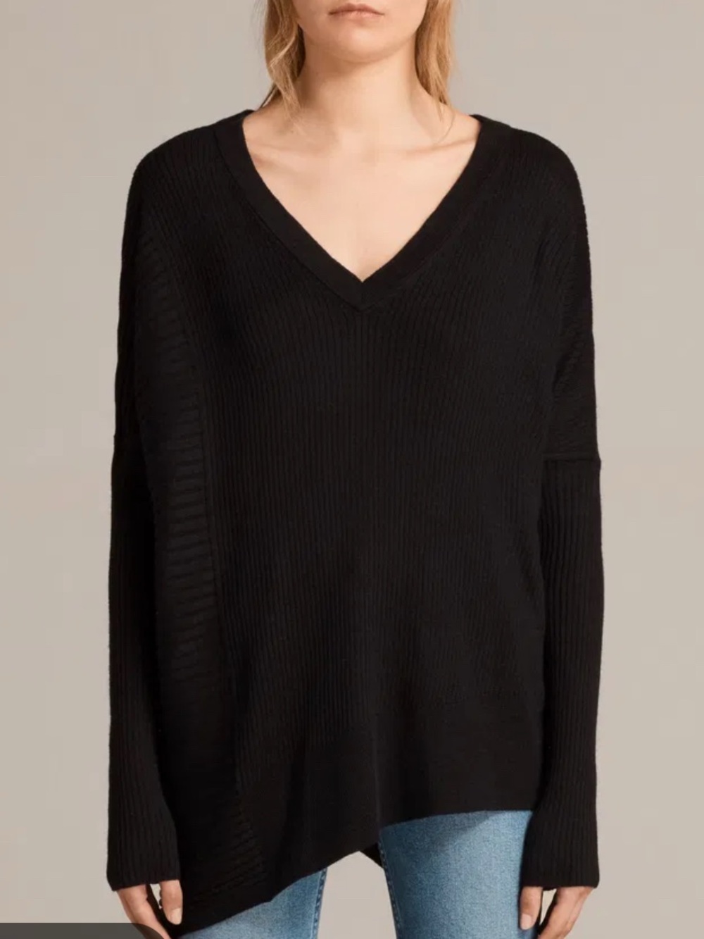All Saints Black V-Neck Sweater